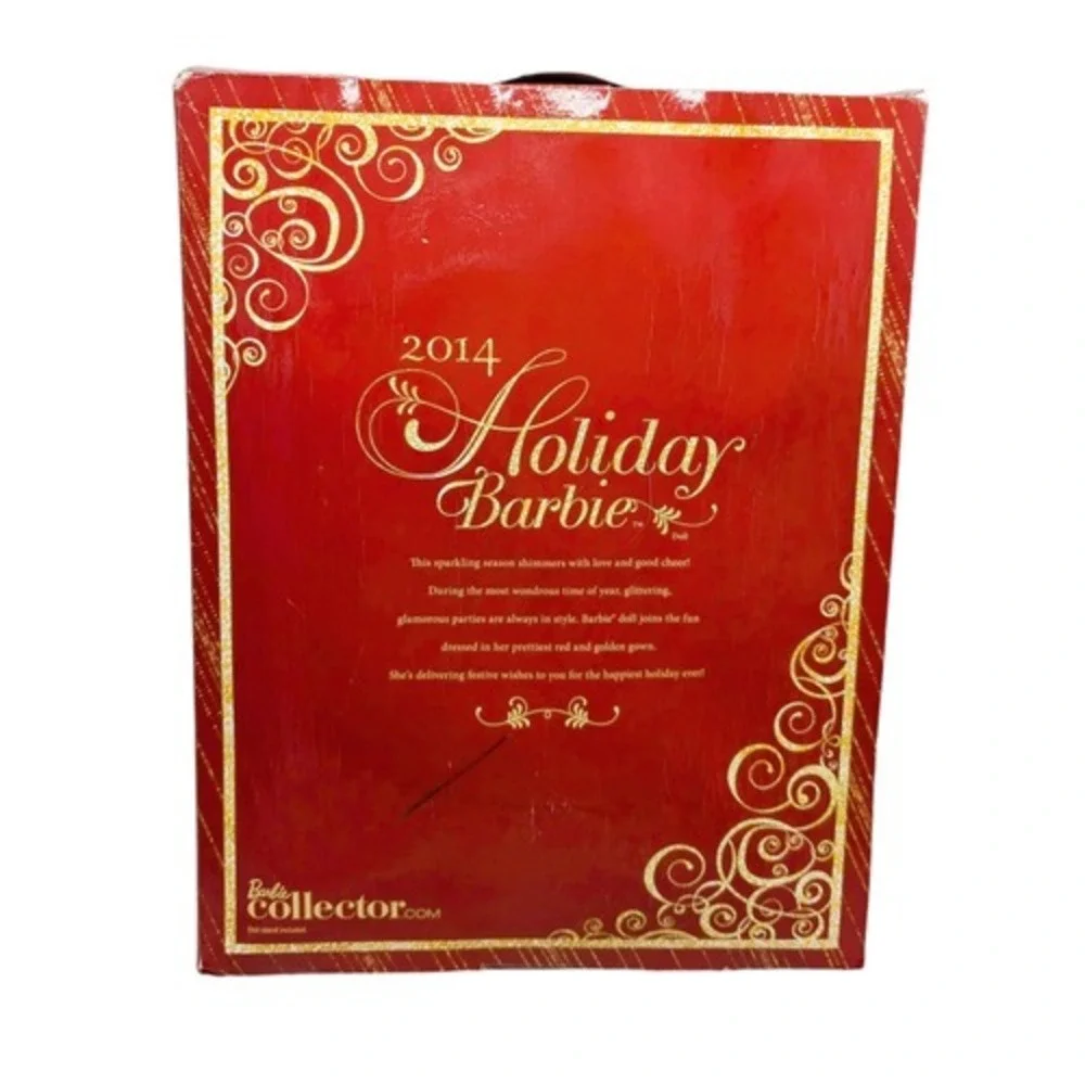 2014 Mattel Barbie Collector Holiday Doll Red & Gold BDH13 - Box Damage